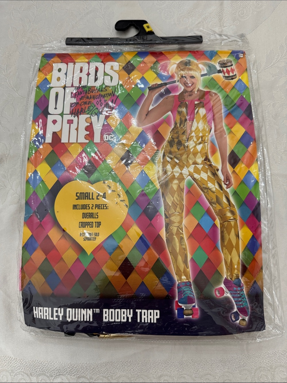 Harley Quinn Bobby Trap Costume - Multicolor Diamond Jumpsuit (mlb)